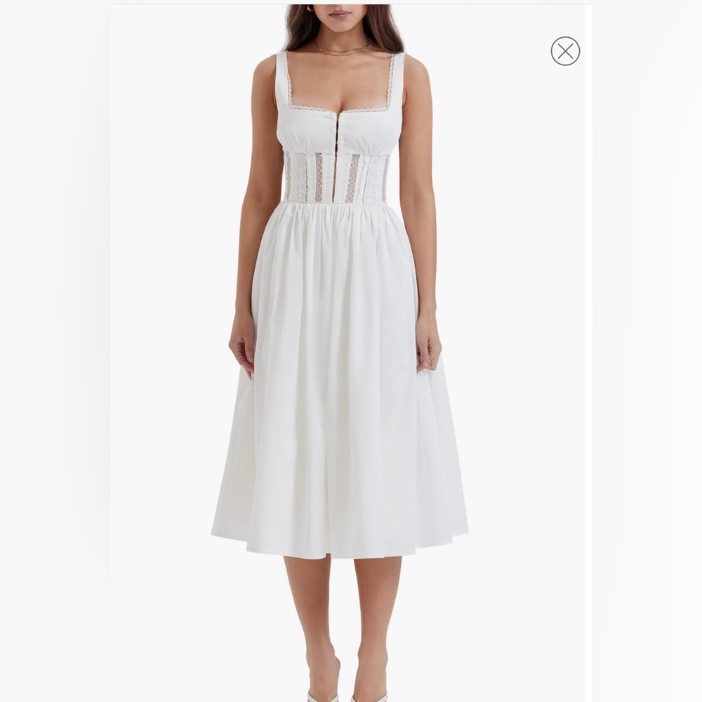 House of CB Perle Lace Corset Sundress White Bridal Honeymoon Dress